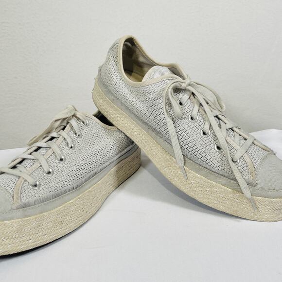 Converse Shoes All Star Platform Espadrilles Womens 11 Gray Cream Canvas Sneaker - Picture 1 of 10